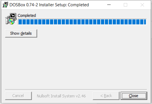 DOS Box Install Complete